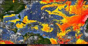 Météo tropicale : Air sec et densité de poussière dans l'air.