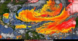 Météo tropicale : Air sec et densité de poussière dans l'air.