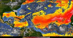 Météo tropicale : Air sec et densité de poussière dans l'air.