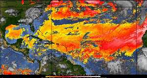 Météo tropicale : Air sec et densité de poussière dans l'air.
