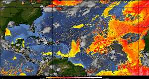 Météo tropicale : Air sec et densité de poussière dans l'air.