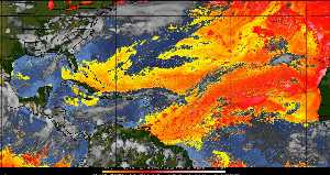 Météo tropicale : Air sec et densité de poussière dans l'air.