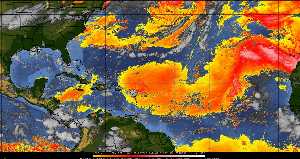 Météo tropicale : Air sec et densité de poussière dans l'air.