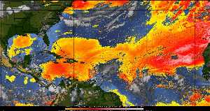 Météo tropicale : Air sec et densité de poussière dans l'air.