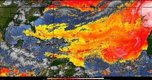 Météo tropicale : Air sec et densité de poussière dans l'air.