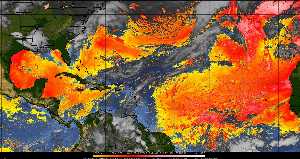 Météo tropicale : Air sec et densité de poussière dans l'air.