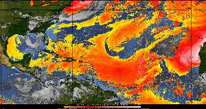 Météo tropicale : Air sec et densité de poussière dans l'air.