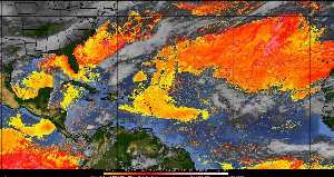 Météo tropicale : Air sec et densité de poussière dans l'air.