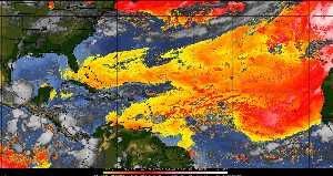 Météo tropicale : Air sec et densité de poussière dans l'air.