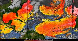 Météo tropicale : Air sec et densité de poussière dans l'air.