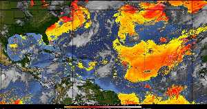 Météo tropicale : Air sec et densité de poussière dans l'air.