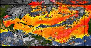 Météo tropicale : Air sec et densité de poussière dans l'air.