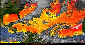 Météo tropicale : Air sec et densité de poussière dans l'air.
