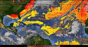 Météo tropicale : Air sec et densité de poussière dans l'air.