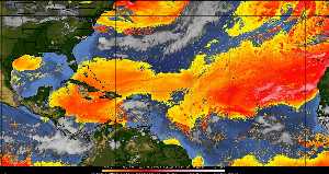 Météo tropicale : Air sec et densité de poussière dans l'air.