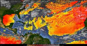 Météo tropicale : Air sec et densité de poussière dans l'air.