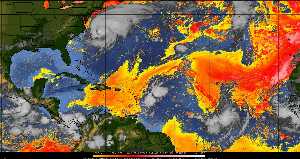 Météo tropicale : Air sec et densité de poussière dans l'air.