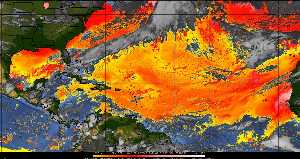 Météo tropicale : Air sec et densité de poussière dans l'air.