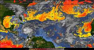 Météo tropicale : Air sec et densité de poussière dans l'air.