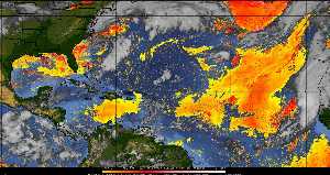 Météo tropicale : Air sec et densité de poussière dans l'air.