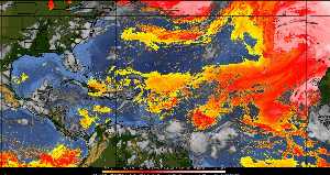 Météo tropicale : Air sec et densité de poussière dans l'air.