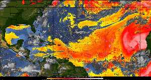 Météo tropicale : Air sec et densité de poussière dans l'air.