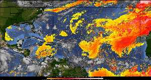Météo tropicale : Air sec et densité de poussière dans l'air.