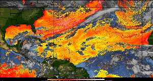 Météo tropicale : Air sec et densité de poussière dans l'air.