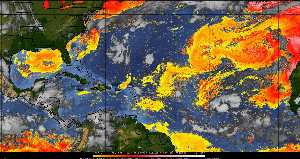 Météo tropicale : Air sec et densité de poussière dans l'air.