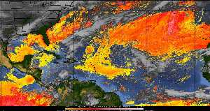 Météo tropicale : Air sec et densité de poussière dans l'air.