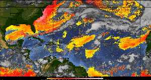 Météo tropicale : Air sec et densité de poussière dans l'air.