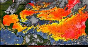 Météo tropicale : Air sec et densité de poussière dans l'air.