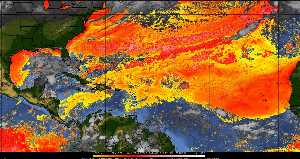 Météo tropicale : Air sec et densité de poussière dans l'air.