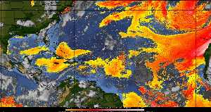 Météo tropicale : Air sec et densité de poussière dans l'air.