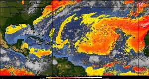 Météo tropicale : Air sec et densité de poussière dans l'air.