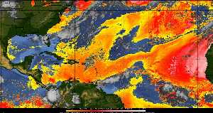 Météo tropicale : Air sec et densité de poussière dans l'air.