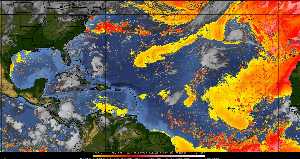 Tropical weather: Dry air and density of dust in the air.