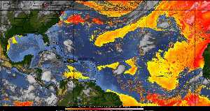 Météo tropicale : Air sec et densité de poussière dans l'air.