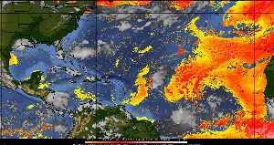 Météo tropicale : Air sec et densité de poussière dans l'air.