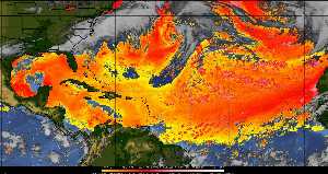 Météo tropicale : Air sec et densité de poussière dans l'air.