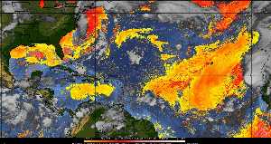 Météo tropicale : Air sec et densité de poussière dans l'air.