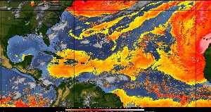 Météo tropicale : Air sec et densité de poussière dans l'air.