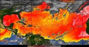 Météo tropicale : Air sec et densité de poussière dans l'air.