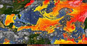 Météo tropicale : Air sec et densité de poussière dans l'air.