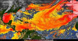 Météo tropicale : Air sec et densité de poussière dans l'air.
