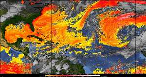 Météo tropicale : Air sec et densité de poussière dans l'air.