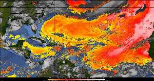 Météo tropicale : Air sec et densité de poussière dans l'air.