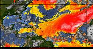 Météo tropicale : Air sec et densité de poussière dans l'air.