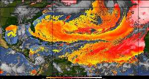 Météo tropicale : Air sec et densité de poussière dans l'air.