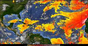 Météo tropicale : Air sec et densité de poussière dans l'air.